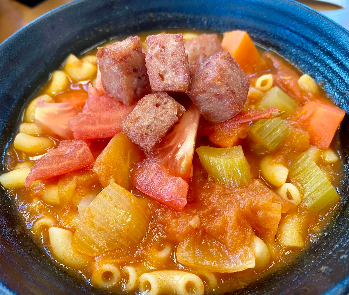 luncheon meat macaroni in tomato soup 鲜茄餐肉粒汤通粉, Ho Yuen Cafe